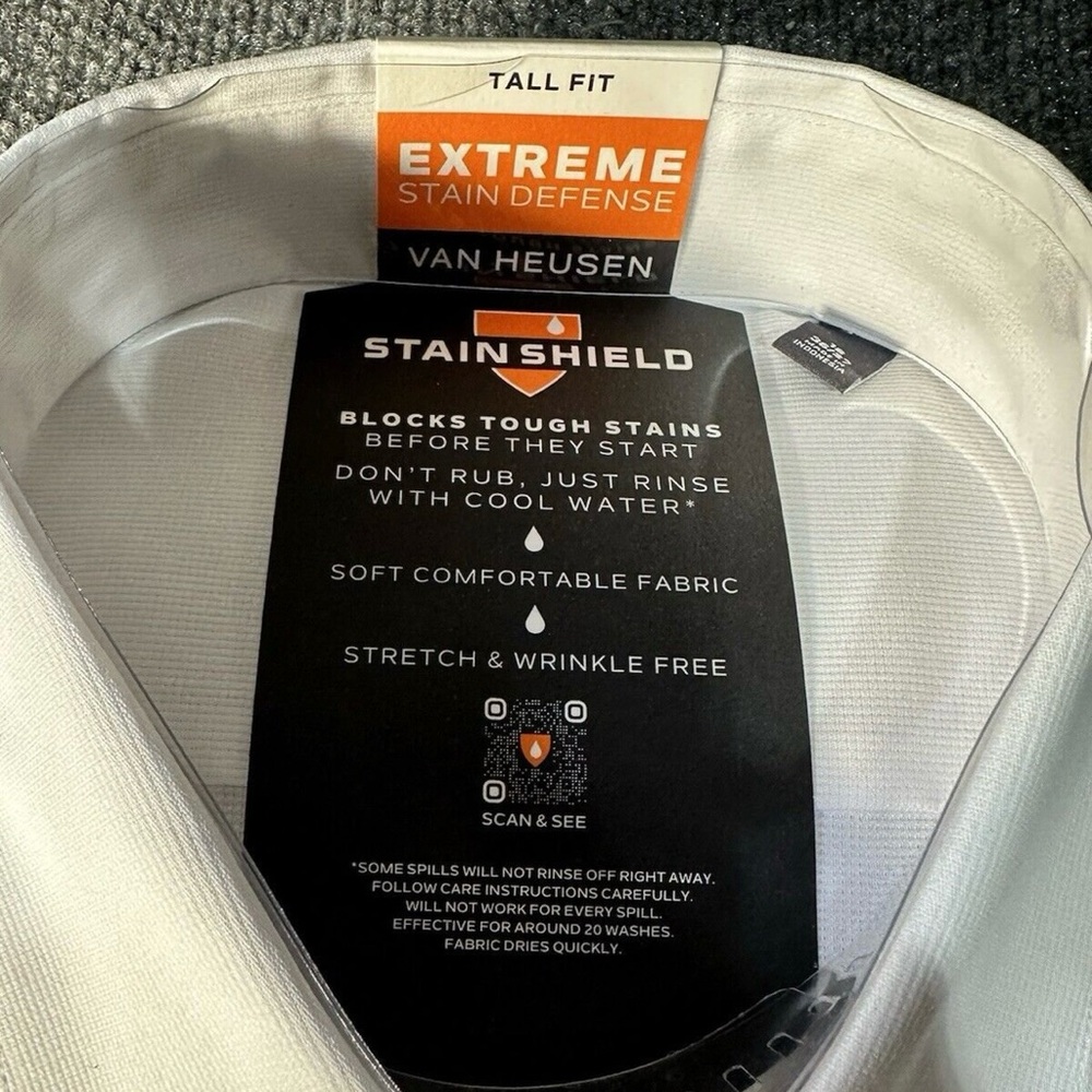 Van Heusen Big & Tall Stain Shield Dress Shirt SZ 18 NWT - Picture 6 of 6